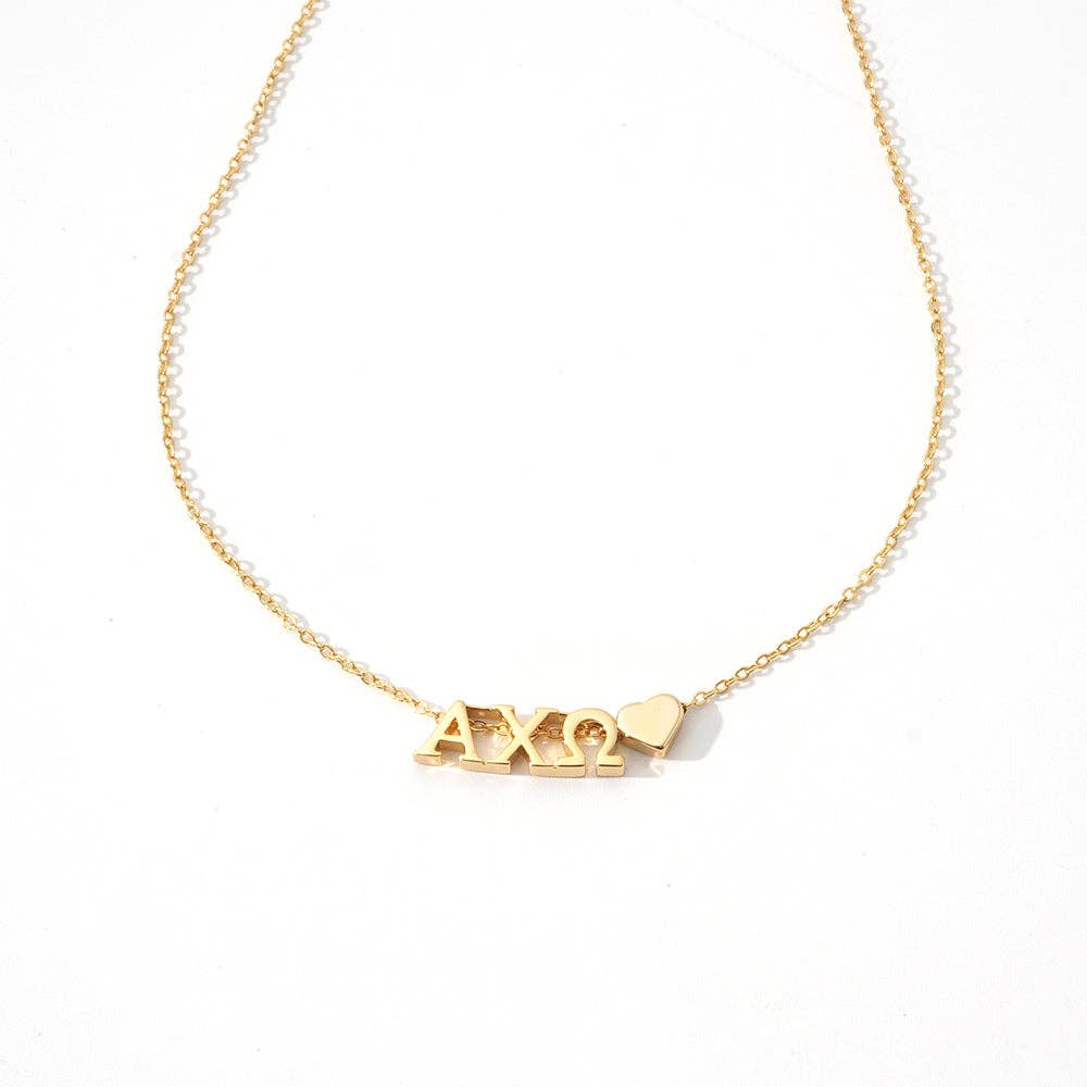 I Love My Sorority: Greek Letters Heart Necklace: Alpha Gamma Delta