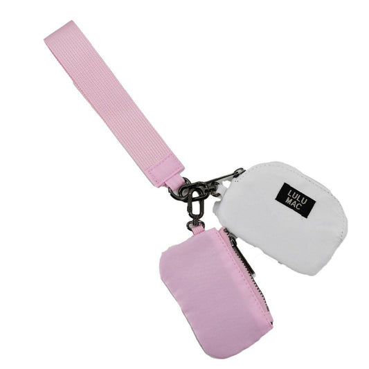 PREORDER Lulu Mac Dual Pouch Wristlet Wallet : Light Pink / White