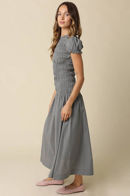 PREORDER: Brianna Smocked Maxi Dress: Blue