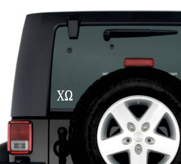 Greek Letter Decal Car Sticker: White / Alpha Gamma Delta