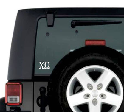 Greek Letter Decal Car Sticker: White / Alpha Omicron Pi