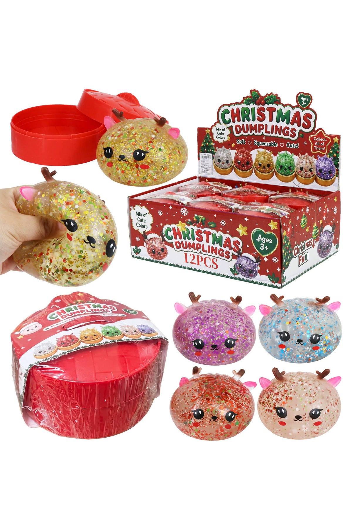PREORDER : Christmas Reindeer Bao Dumpling Jelly Slime Filled Squishy: ASSORTED / ONE SIZE