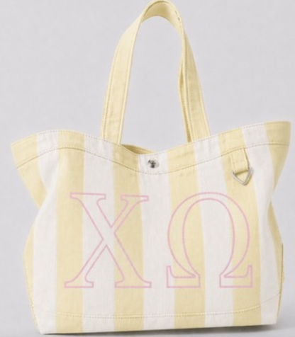 Sorority  Embroidered/Stripe Canvas Tote: Kappa Delta
