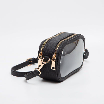 Double Zipper Oval Clear Gameday/Stadium Bag Purse : Leopard