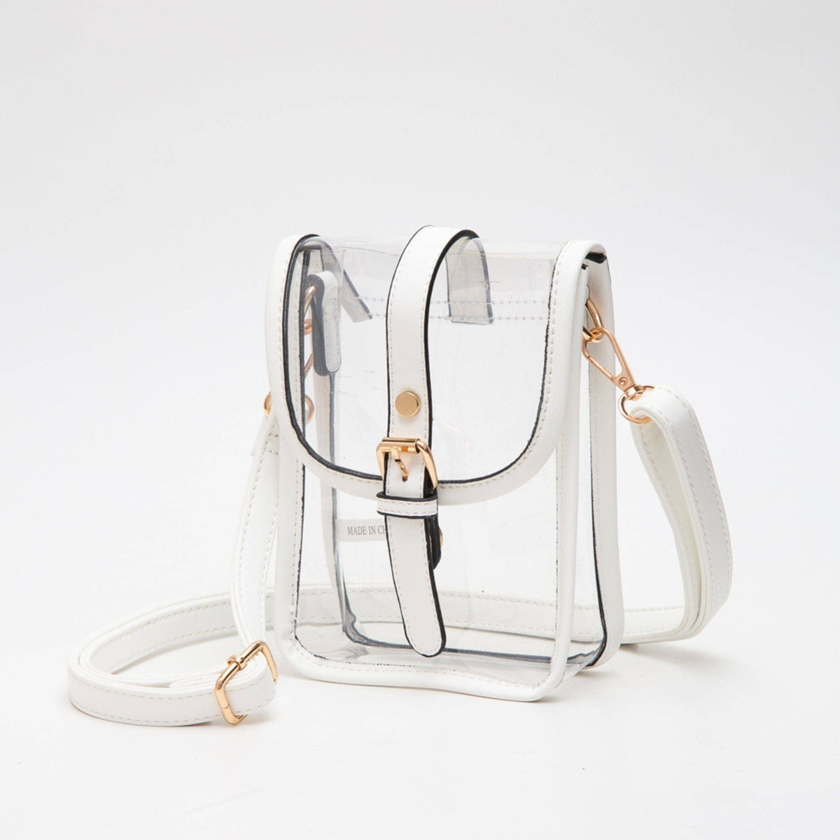 Game Day Clear Buckle Strap Mini Crossbody Bag Purse : Gold