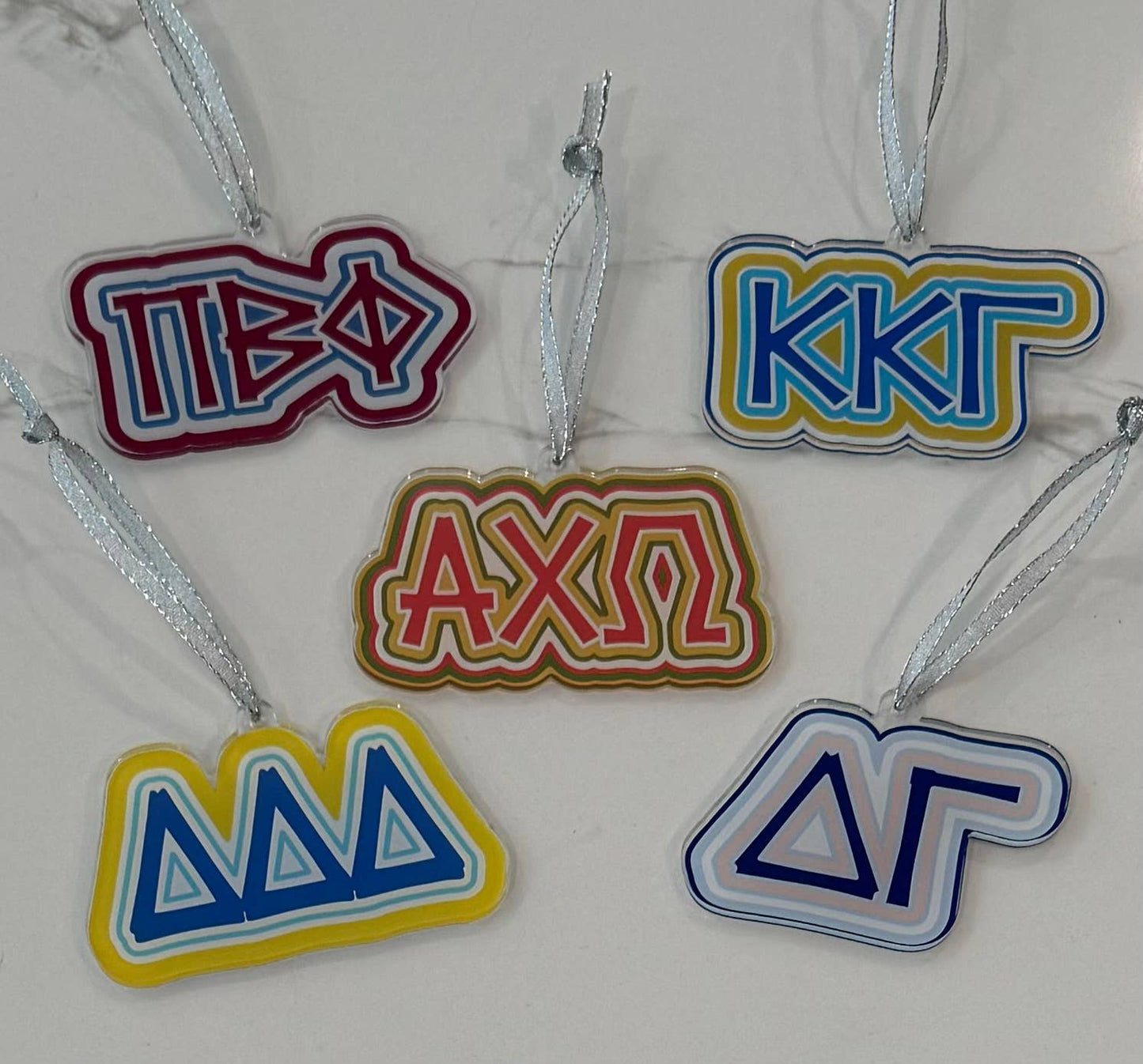 Sorority Acrylic Christmas Ornament: Alpha Gamma Delta