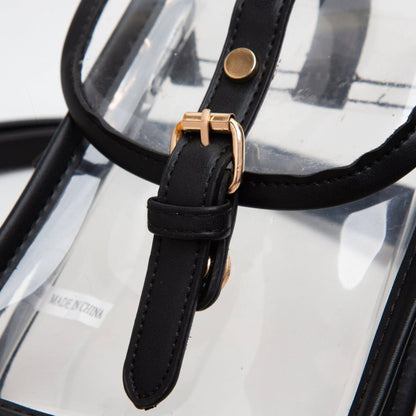 Game Day Clear Buckle Strap Mini Crossbody Bag Purse : Gold
