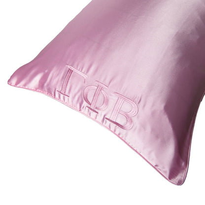 Sorority Pink Embroidered Satin Pillowcase: Phi Mu