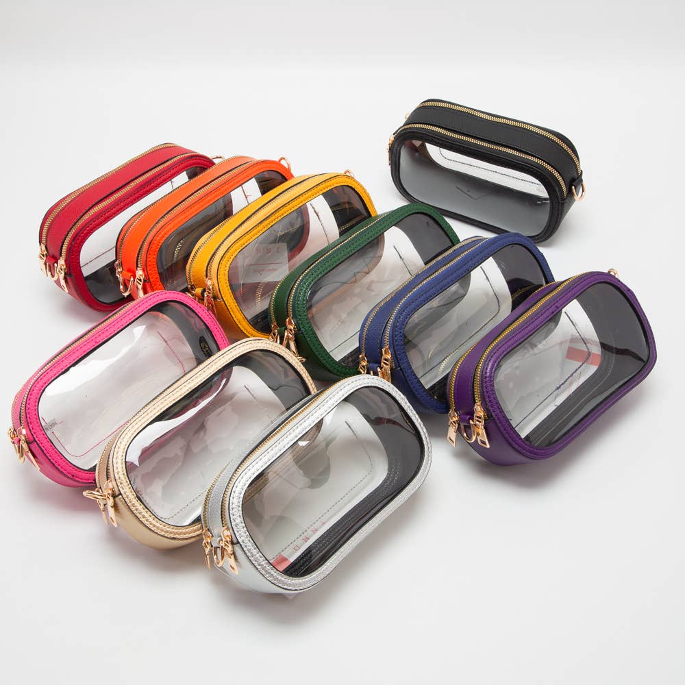 Game Day Stadium Clear Oval Crossbody Bags: Gold