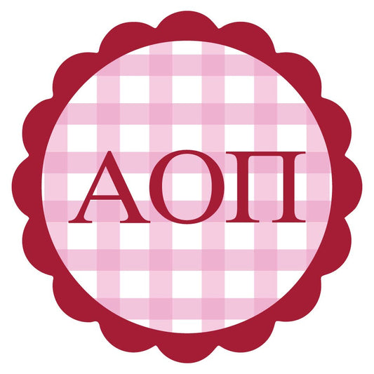 Sorority Vinyl Decal Stickers - Gingham Design: Alpha Omicron Pi