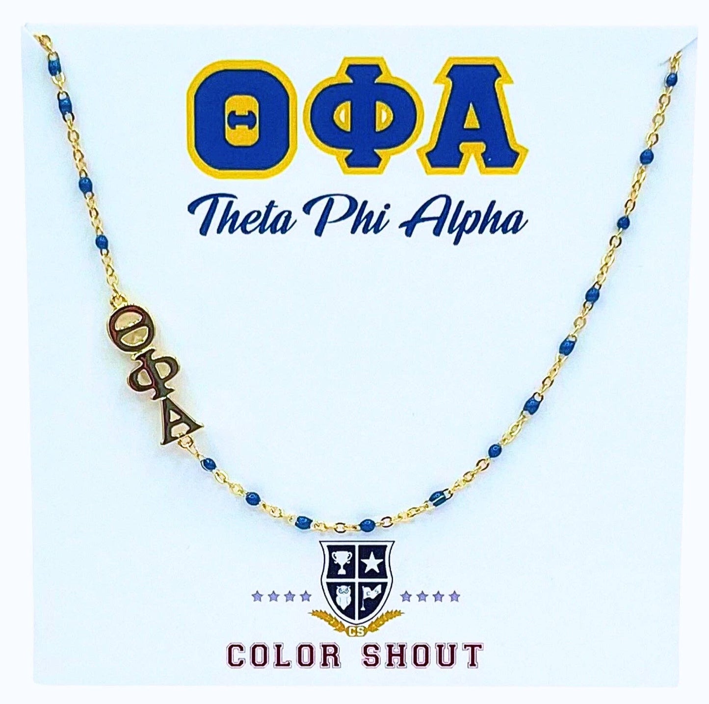 The Sorority Necklace: Side Set Greek letters on Enamel Bead Necklace: Alpha Gamma Delta