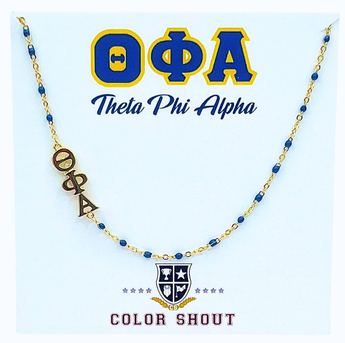 The Sorority Necklace: Side Set Greek letters on Enamel Bead Necklace: Alpha Omicron Pi