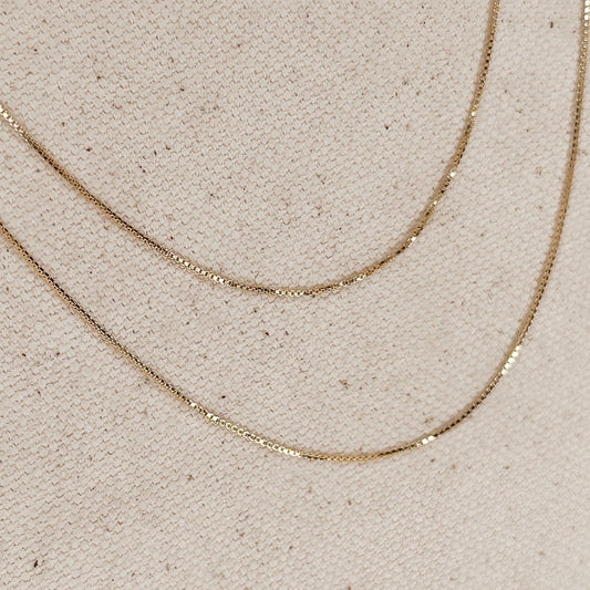 18k Gold Filled Box Chain Very Thin 0.5mm Jewelry Components - 16in