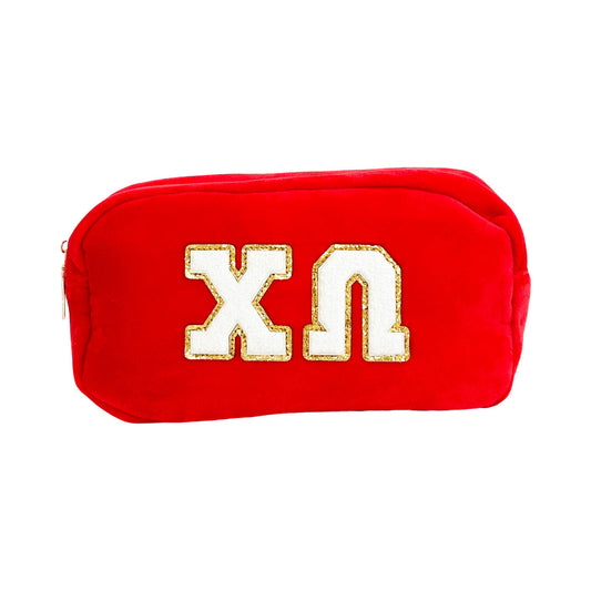 Chi Omega Chenille Sorority Cosmetic Bag