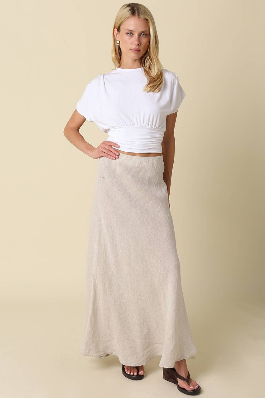 PREORDER: Sophie Cinched Ribbed Tee: Ivory
