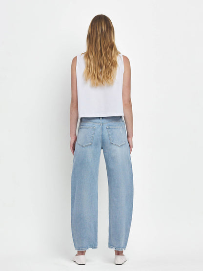 PREORDER: Lovervet by VERVET - HIGH RISE LIGHT WASH BARREL LEG JEANS