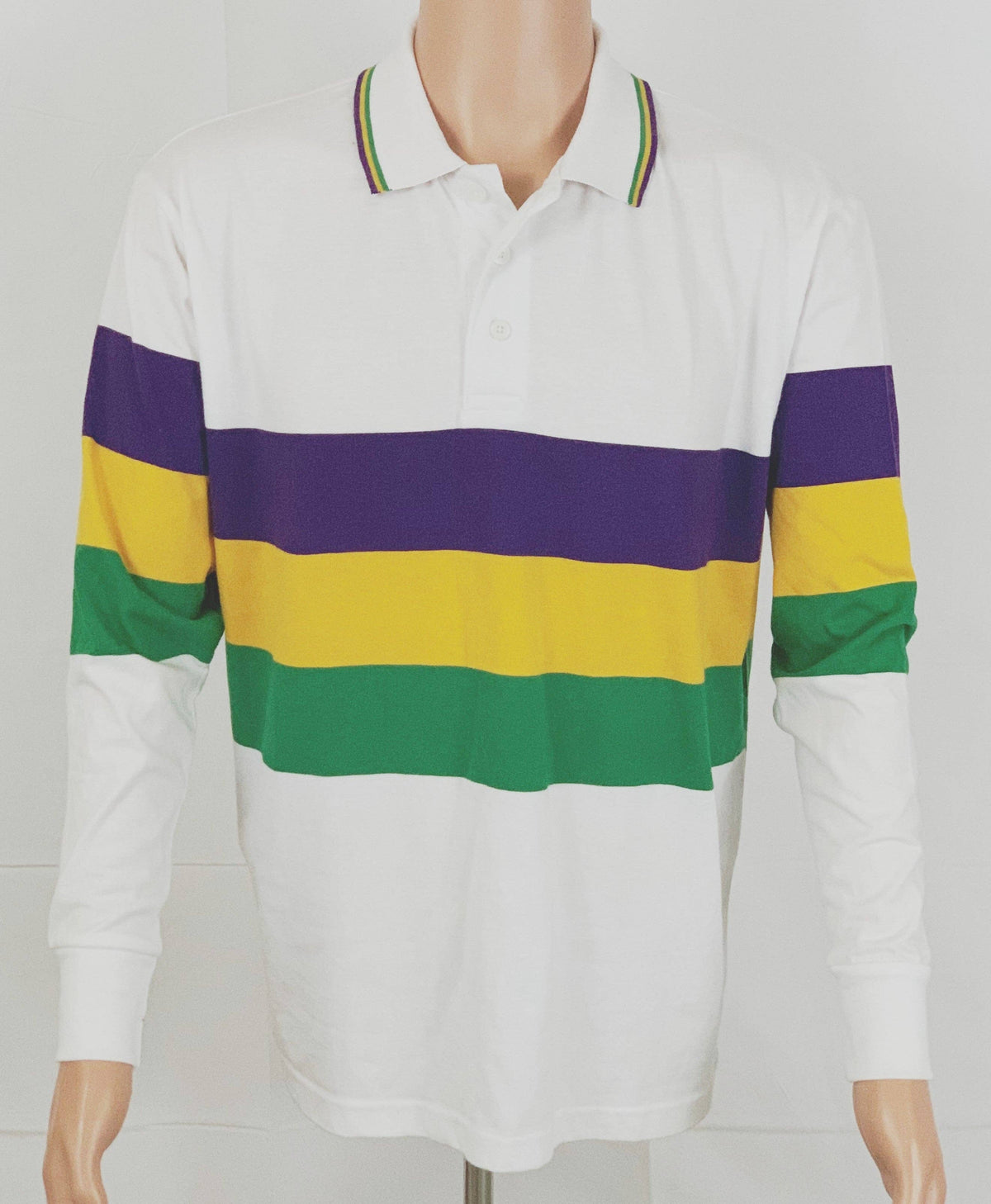 Adult Mardi Gras Polo Long Sleeve Shirt