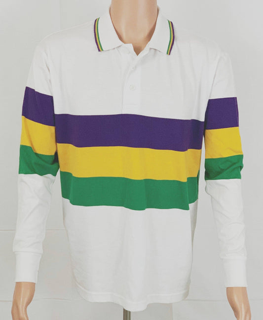Adult Mardi Gras Polo Long Sleeve Shirt