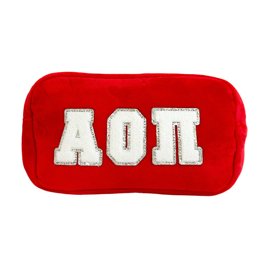 Alpha Omicron Pi Chenille Sorority Cosmetic Bag
