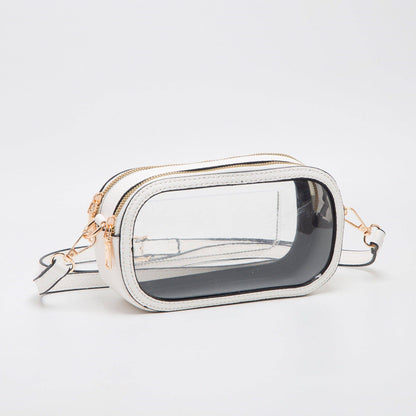 Double Zipper Oval Clear Gameday/Stadium Bag Purse : Leopard