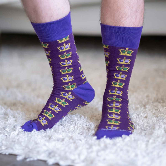 Men's Mardi Gras King Crown Socks  One Size