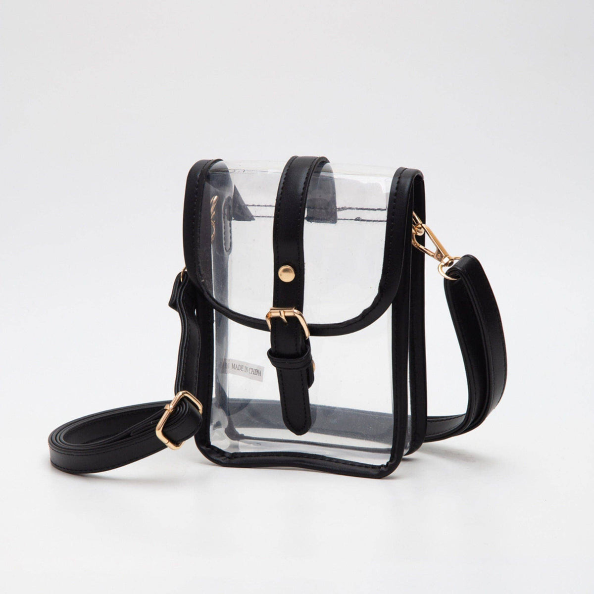 Game Day Clear Buckle Strap Mini Crossbody Bag Purse : Gold