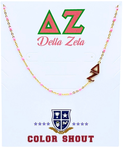 The Sorority Necklace: Side Set Greek letters on Enamel Bead Necklace: Alpha Gamma Delta
