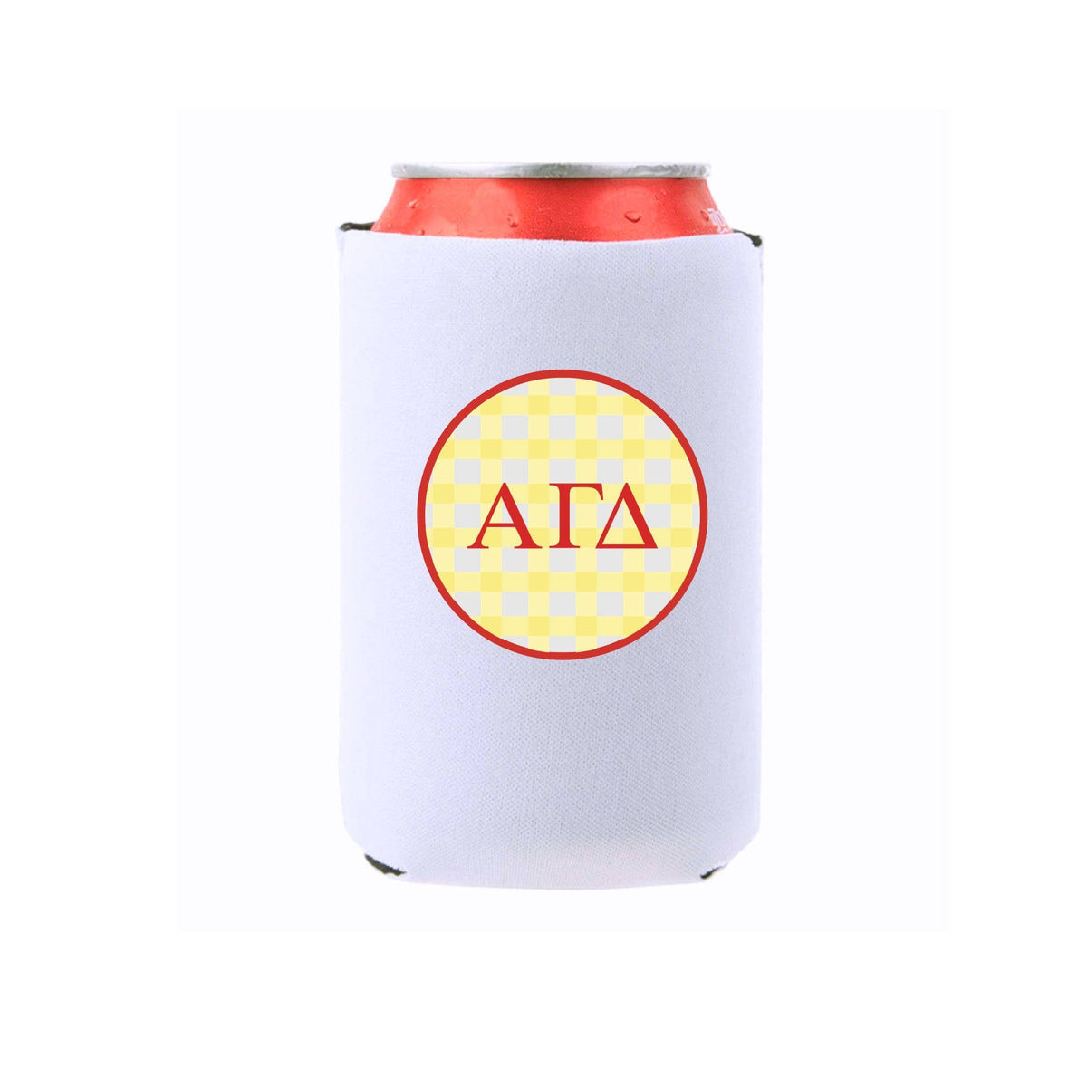 Sorority & Mom Can Coolers - Gingham Design: Slim / Phi Mu
