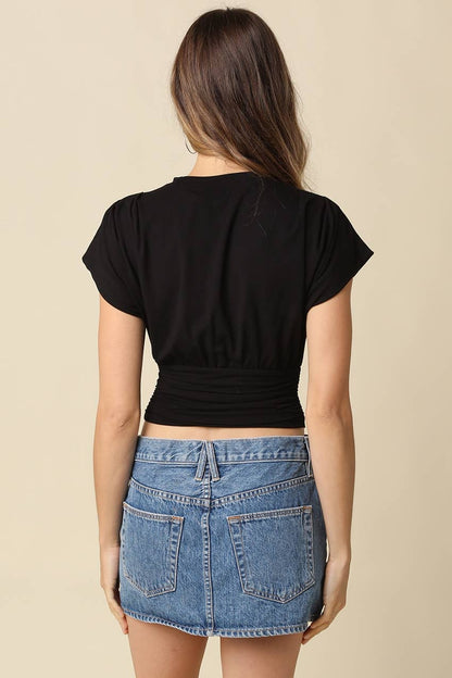 PREORDER: Sophie Cinched Ribbed Tee: Ivory