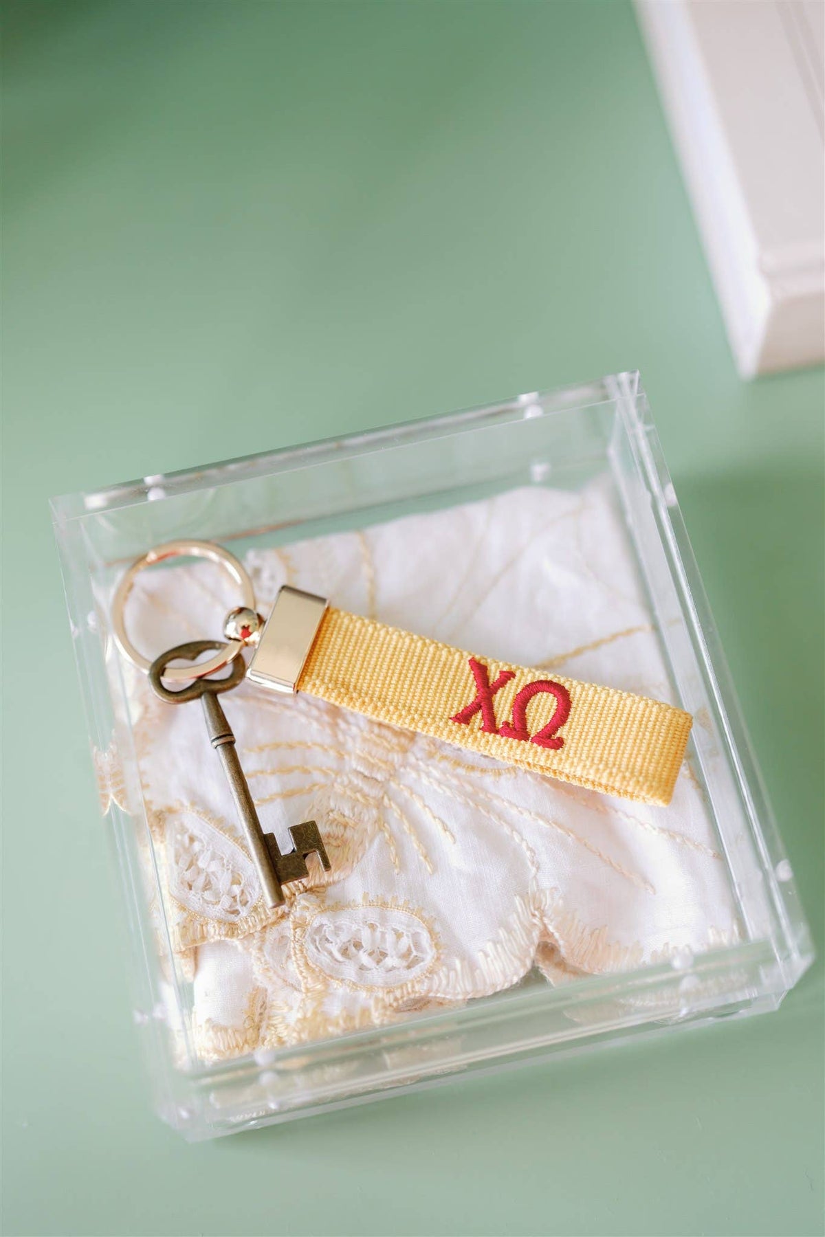 Chi Omega Embroidered Keychain, Sorority