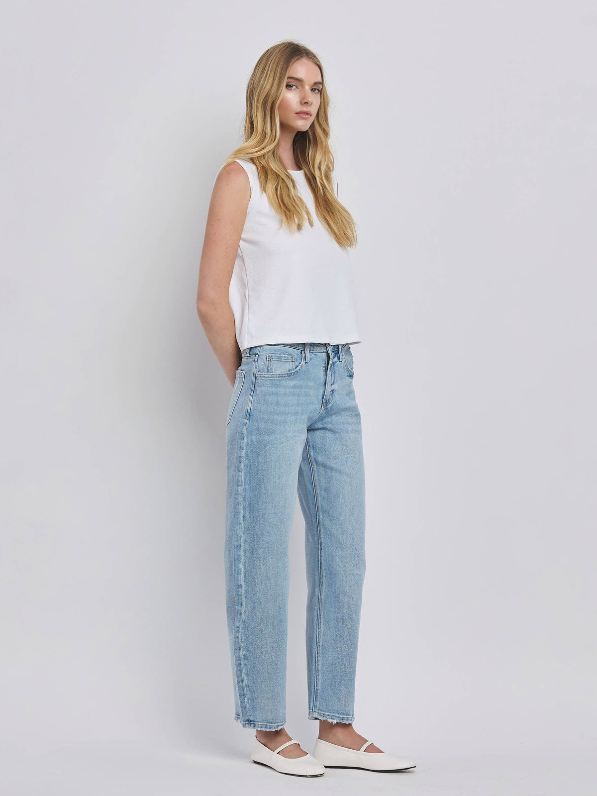 PREORDER: Lovervet by VERVET - HIGH RISE LIGHT WASH BARREL LEG JEANS