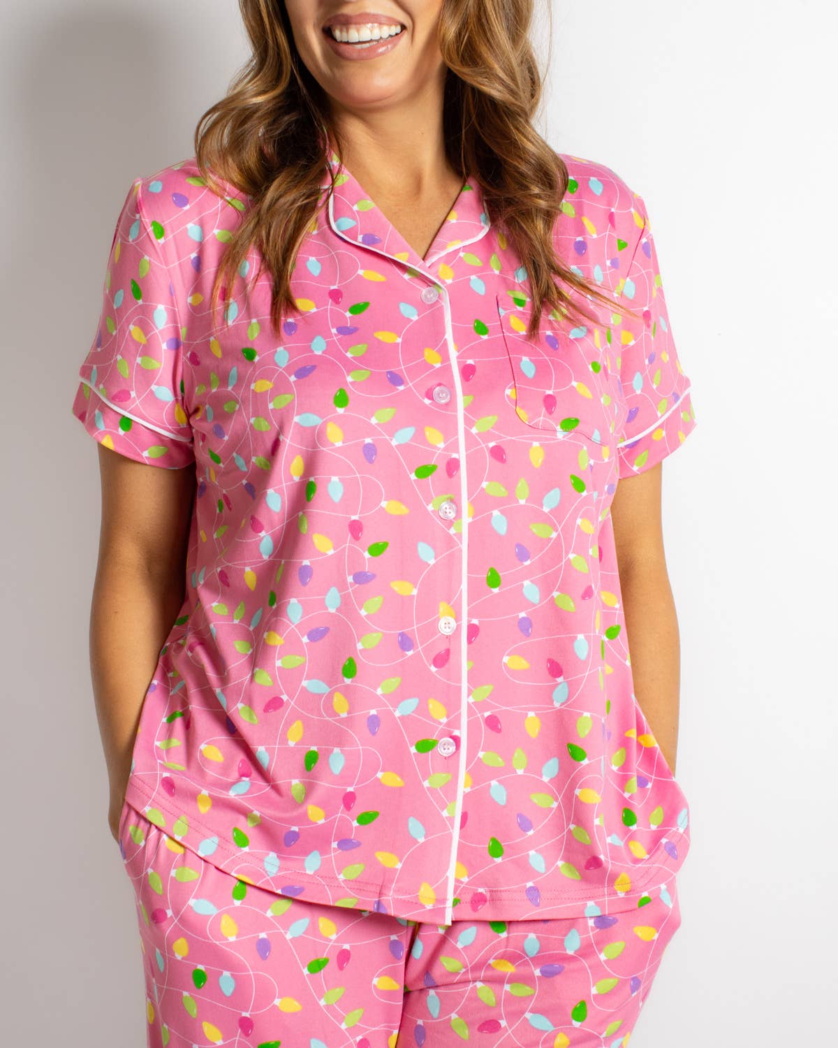 PREORDER Light It Up Women’s Short Sleeve Button Up Sleep Shirt