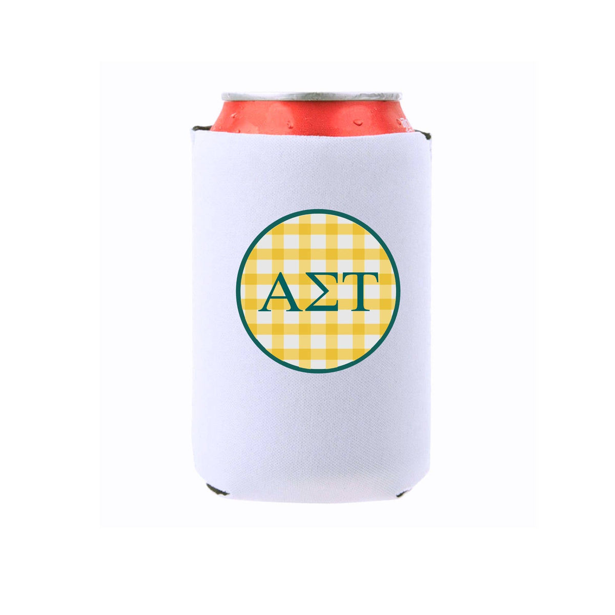 Sorority & Mom Can Coolers - Gingham Design: Slim / Phi Mu