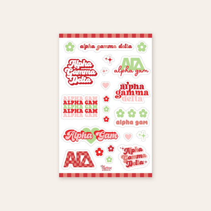 Sorority Sticker Sheet - Alpha Omicron Pi
