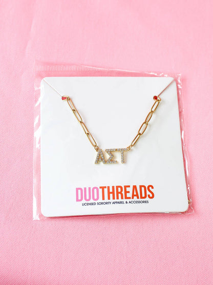 Rhinestone Sorority Necklace: ALPHA GAMMA DELTA