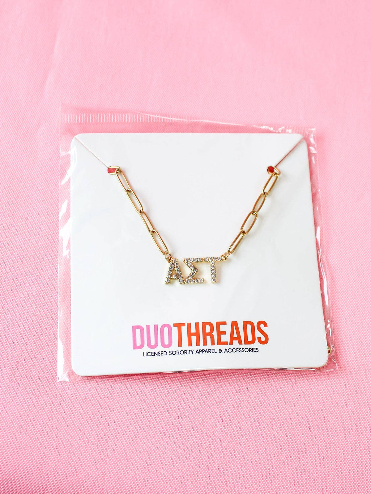 Rhinestone Sorority Necklace: ALPHA OMICRON PI