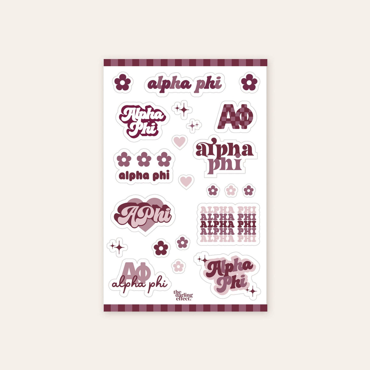 Sorority Sticker Sheet - Alpha Omicron Pi