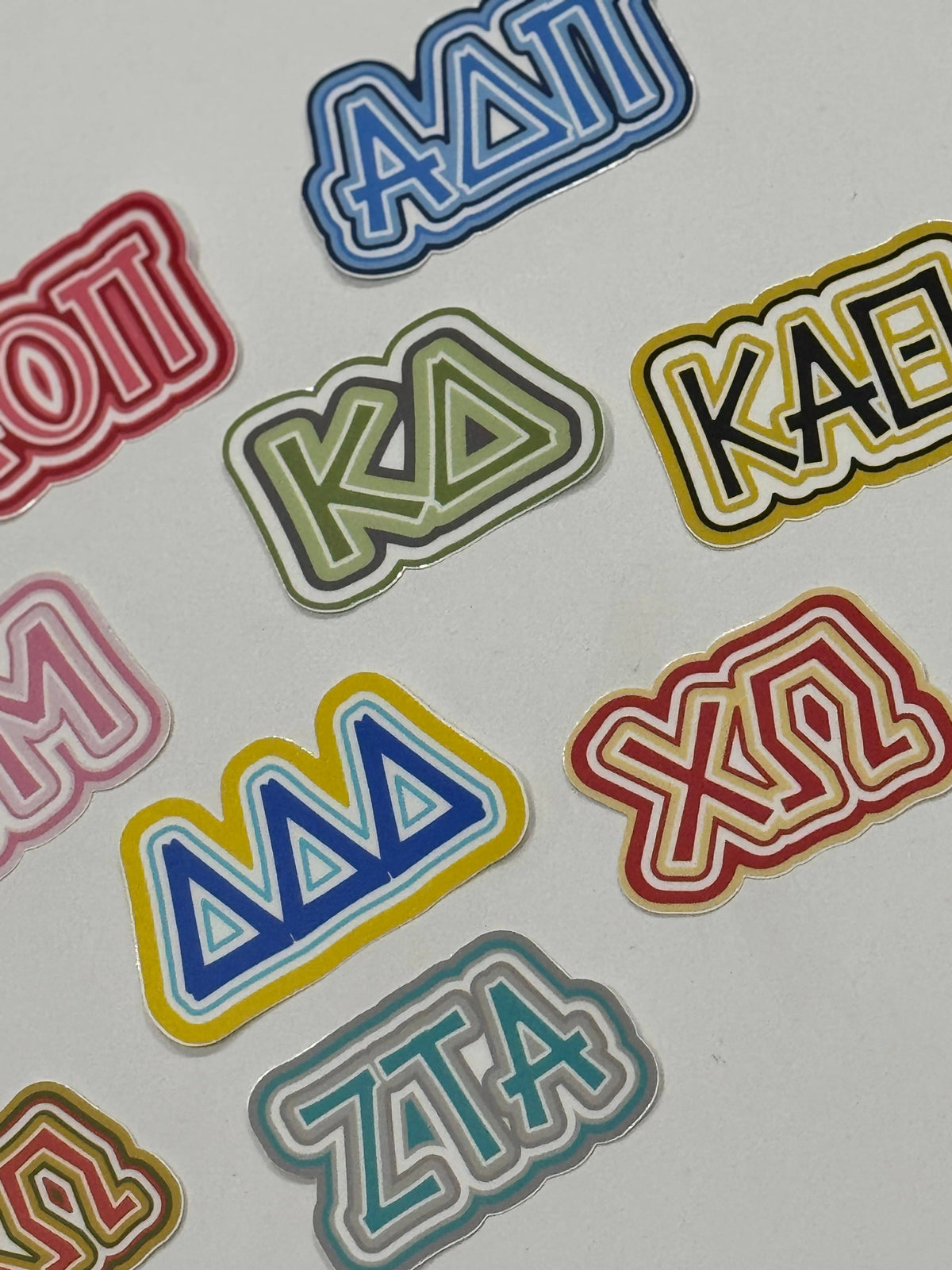 Sorority Greek Letters Colorful Vinyl Decal : Phi Mu