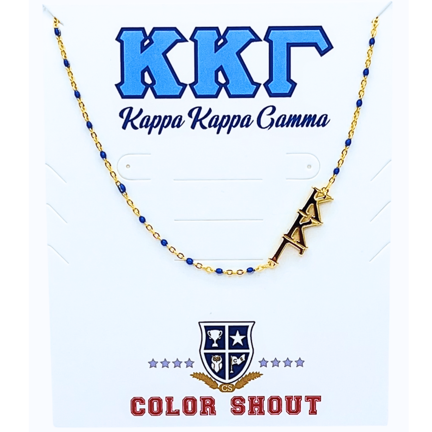The Sorority Necklace: Side Set Greek letters on Enamel Bead Necklace: Alpha Gamma Delta