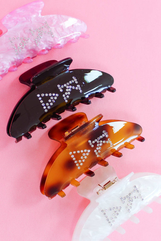 It Girl Sorority Rhinestone Hair Claw Clip: Black / KAPPA DELTA