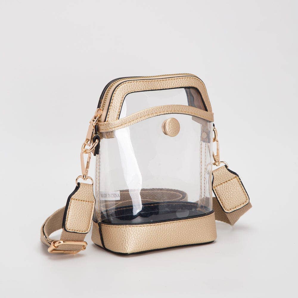 Carly Clear Mini Crossbody Bag: Gold
