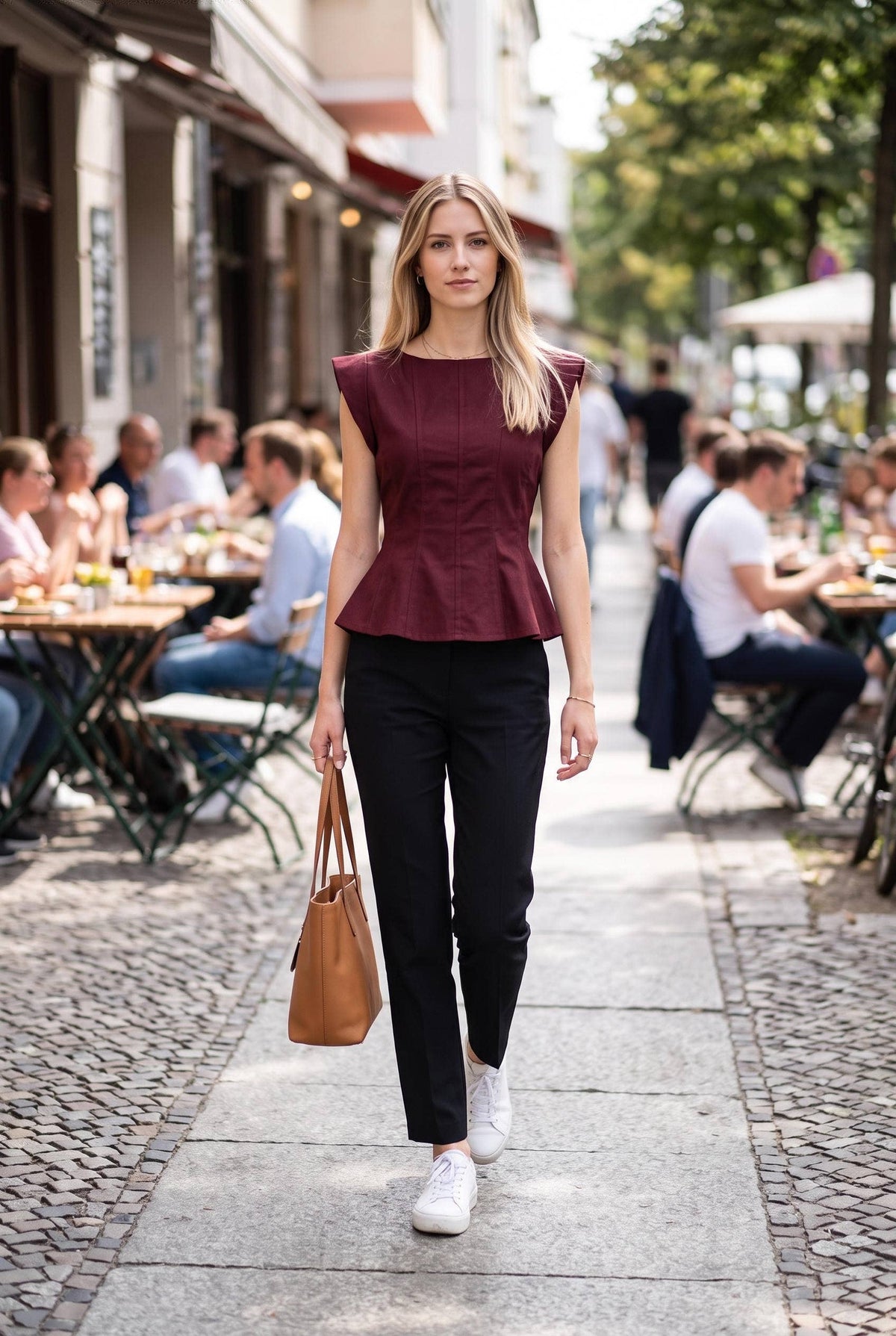 PREORDER - Stretch Cap Sleeve Peplum Top: CHOCOLATE BROWN