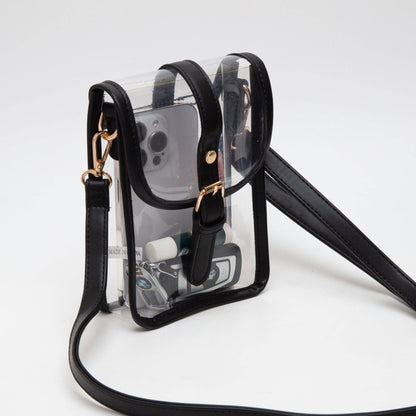 Game Day Clear Buckle Strap Mini Crossbody Bag Purse : Gold