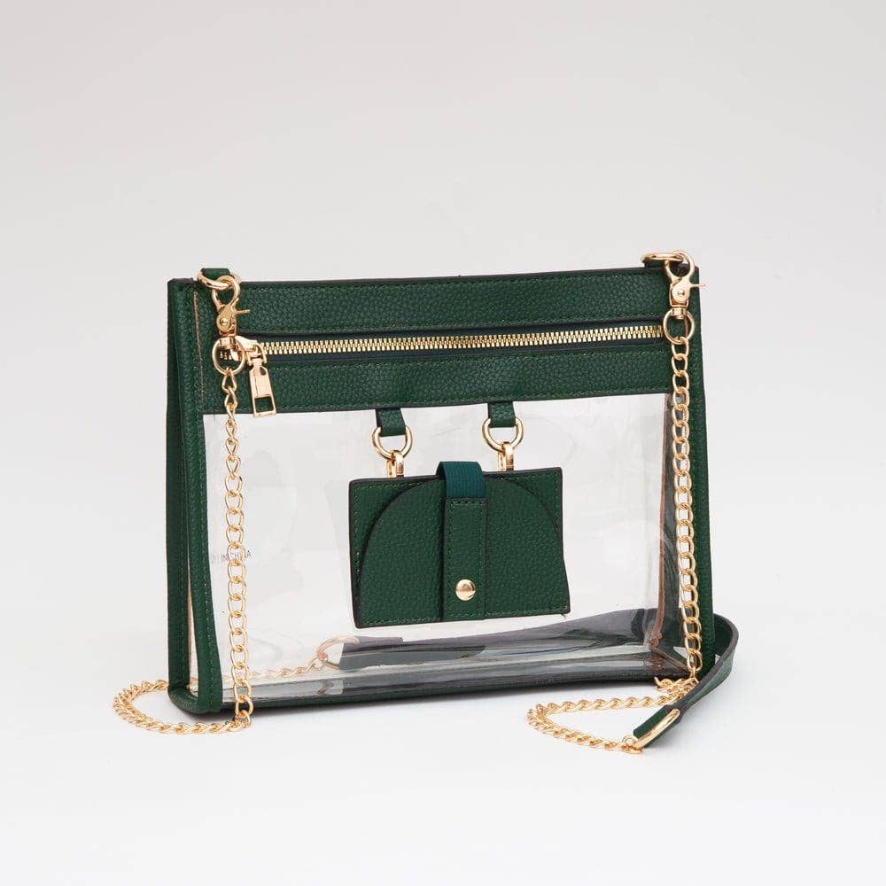Clear Gameday Crossbody Bag Purse With Sunglasses Holder: Gold