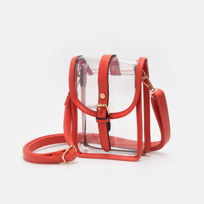 Game Day Clear Buckle Strap Mini Crossbody Bag Purse : Gold
