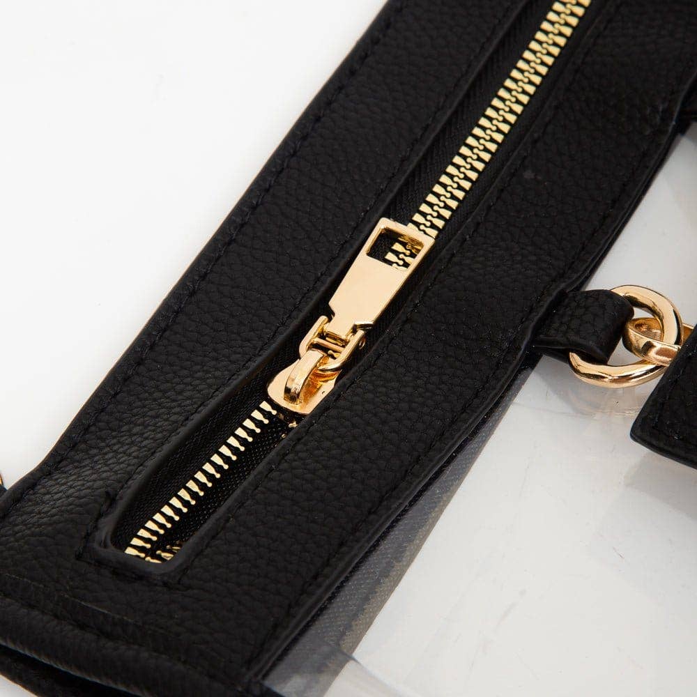 Clear Gameday Crossbody Bag Purse With Sunglasses Holder: Gold