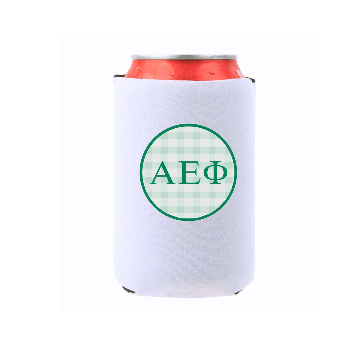 Sorority & Mom Can Coolers - Gingham Design: Slim / Phi Mu