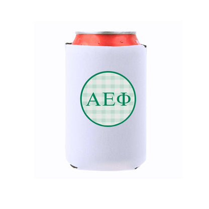 Sorority & Mom Can Coolers - Gingham Design: Slim / Phi Mu