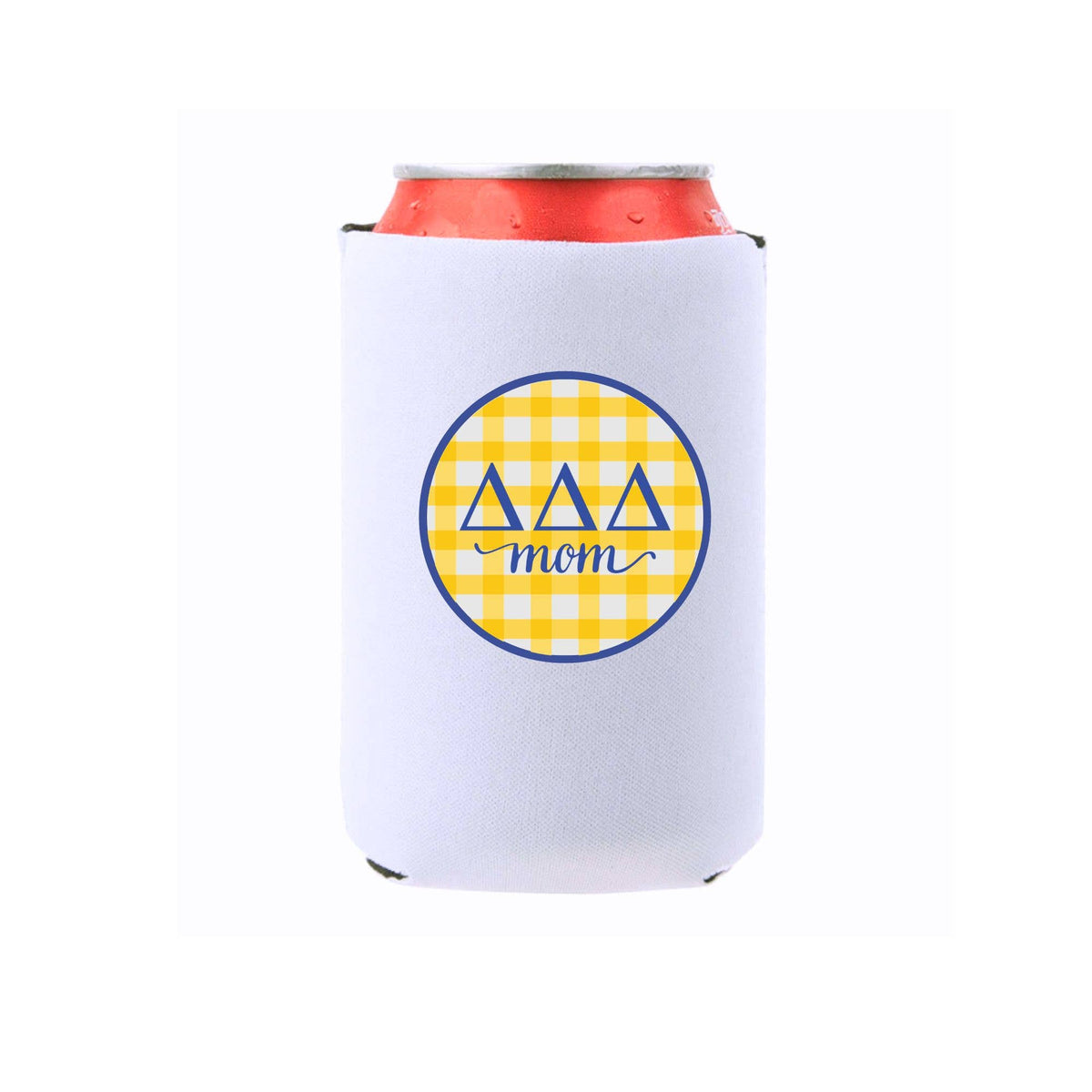 Sorority & Mom Can Coolers - Gingham Design: Slim / Phi Mu