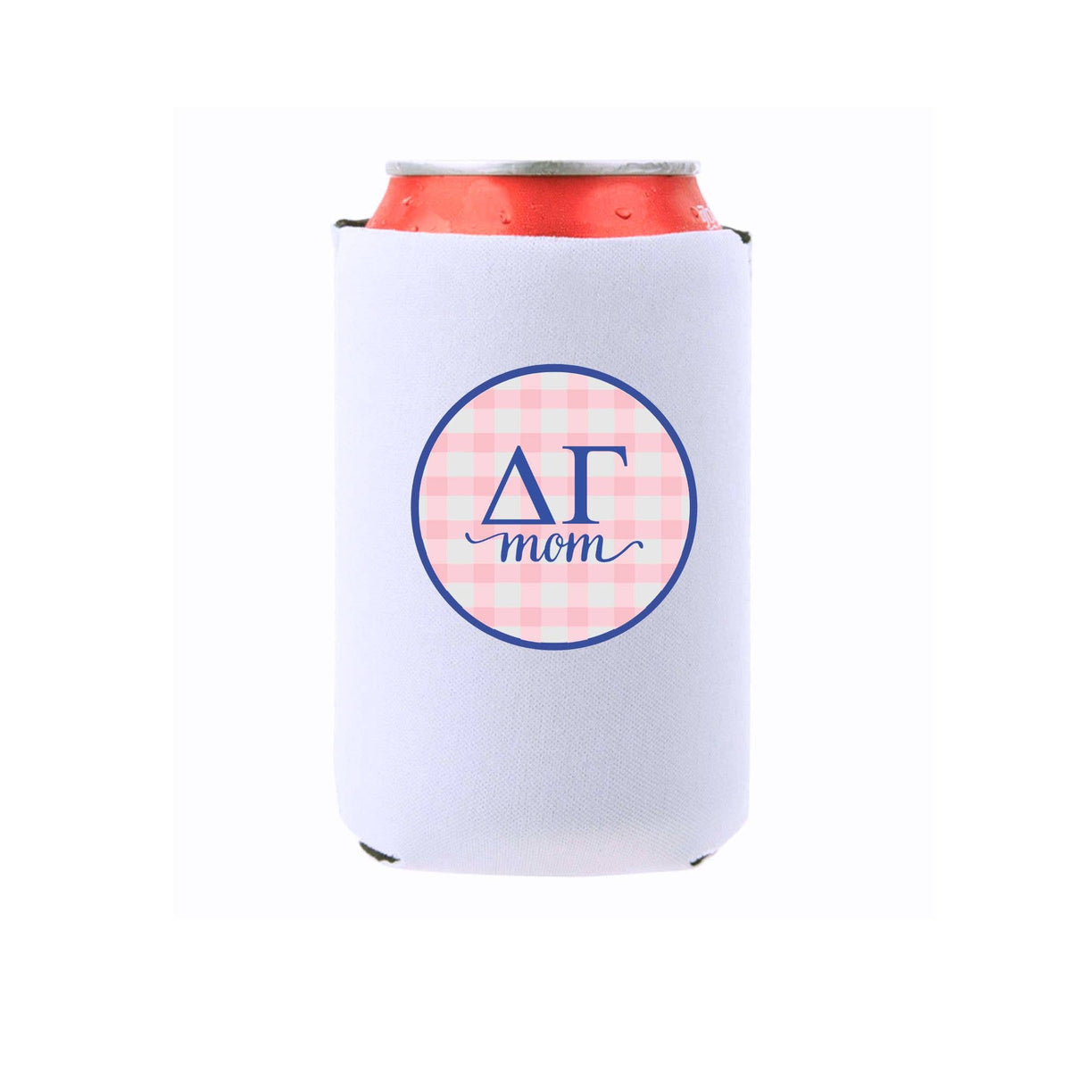 Sorority & Mom Can Coolers - Gingham Design: Slim / Phi Mu